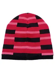 Vorschaubild 2 von Mütze Beanie Kinder gestreift Pink Schwarz Rot Strickmütze