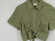 Vorschaubild 4 von Damen Hemdbluse Gr. 36/S Oliv Kurzarm Casual