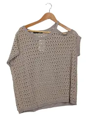 Vorschaubild 1 von MISS CAPTAIN TREND Damen Pullover Gr. 42/XL Beige Lochmuster Baumwolle