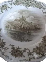 Vorschaubild 3 von Wandteller Porzellan Braun Landschaft Motiv 24cm Klassisch