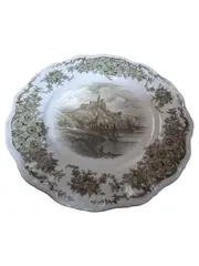 Vorschaubild 1 von Wandteller Porzellan Braun Landschaft Motiv 24cm Klassisch