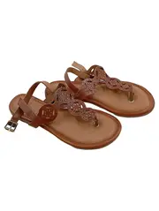 Vorschaubild 1 von Damen Sandalen Zehentrenner Gr. 37 Braun Leder Nieten