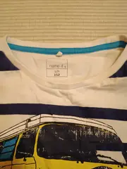 Vorschaubild 2 von Kinder T-Shirt Gr. 152 Blau Weiß Gestreift Bus Print Jungen