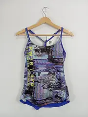 Vorschaubild 2 von Damen Sport Top Tanktop Fitness Shirt Gr. 36 S Bunt Lila Grafik Print