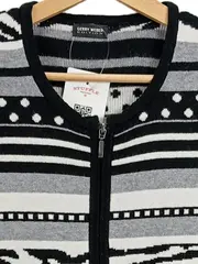 Vorschaubild 3 von Edition Damen Strickjacke Gr. 38 Schwarz Grau Weiß Reißverschluss