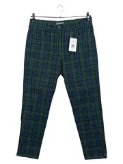 Vorschaubild 1 von Damen Stoffhose Kariert Grün Klassisch Gr. W33 42 XL Baumwolle