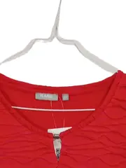 Vorschaubild 5 von Damen Bluse Shirt Gr. 50 Rot Strukturmuster 3/4-Arm Viskose