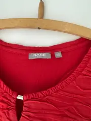 Vorschaubild 4 von Damen Bluse Shirt Gr. 50 Rot Strukturmuster 3/4-Arm Viskose