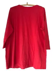 Vorschaubild 2 von Damen Bluse Shirt Gr. 50 Rot Strukturmuster 3/4-Arm Viskose