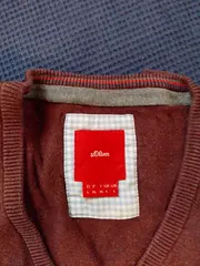 Vorschaubild 2 von Herren Pullover V-Ausschnitt Gr. L Bordeaux Baumwolle