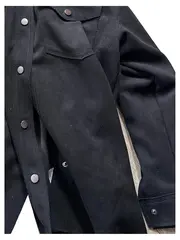 Vorschaubild 3 von Damen Hemdjacke Shacket Schwarz Gr. S Wildlederoptik Druckknöpfe