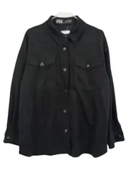 Vorschaubild 1 von Damen Hemdjacke Shacket Schwarz Gr. S Wildlederoptik Druckknöpfe