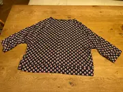 Vorschaubild 3 von Langarmshirt Damen Shirt Tunika Blau Rot Muster Viskose Gr. 36 S