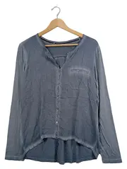 Vorschaubild 1 von EDC Damen Hemdbluse Langarm Baumwolle Casual Blau Gr. 40 L