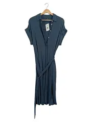 Vorschaubild 1 von Hemdblusenkleid Maxikleid Business Viskose Petrol Gr. 38 M