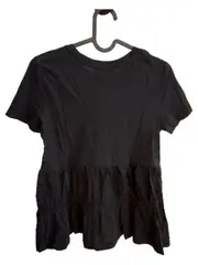 Vorschaubild 4 von Damen T-Shirt Schwarz Gr. S Peplum Rüschen Baumwolle