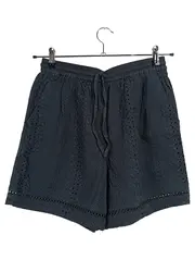 Vorschaubild 1 von Damen Shorts Gr. 40 Schwarz Lochstickerei Baumwolle