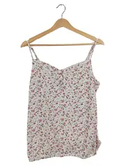 Vorschaubild 1 von Damen Top Gr. 40/42 Blumenmuster Spaghettiträger Rosa Weiß