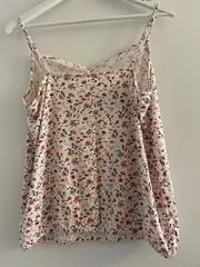 Vorschaubild 3 von Damen Top Gr. 40/42 Blumenmuster Spaghettiträger Rosa Weiß