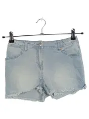 Vorschaubild 1 von Jeans Shorts Mädchen Gr. 164 blau weiß gestreift Fransen