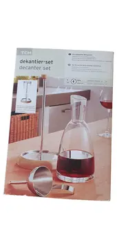 Vorschaubild 1 von TCM Dekanter Karaffe Glas Holz Edelstahl Modern Transparent Wein Zubehör