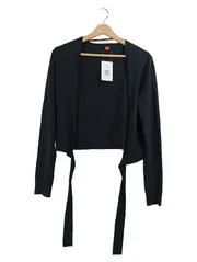 Vorschaubild 1 von Damen Strickjacke Langarm Gr. 36/S Schwarz Uni Bindegürtel