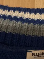 Vorschaubild 4 von Damen Pullover Zopfstrick Blau Gr. XS Casual V-Ausschnitt