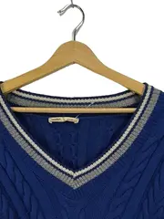 Vorschaubild 2 von Damen Pullover Zopfstrick Blau Gr. XS Casual V-Ausschnitt