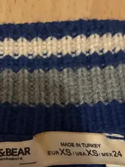 Vorschaubild 6 von Damen Pullover Zopfstrick Blau Gr. XS Casual V-Ausschnitt