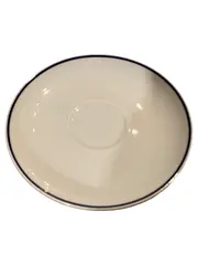 Vorschaubild 1 von Untertasse Porzellan weiß mit blauem Rand Made in Germany