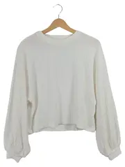 Vorschaubild 1 von EDC Damen Pullover Gr. 36/S Weiß Rippstrick Langarm Casual