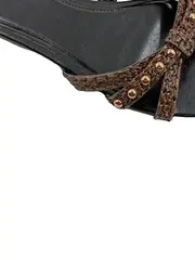Vorschaubild 4 von Damen Riemchen Sandalen Gr. 37 Schwarz Geflochten Nieten Slip-On