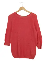 Vorschaubild 1 von Damen Pullover Gr. 38/M Pink Lochmuster Casual Frühjahr/Sommer