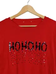 Vorschaubild 2 von Damen Pullover Ho Ho Ho Pailletten Rot Gr. 42 XL Weihnachten