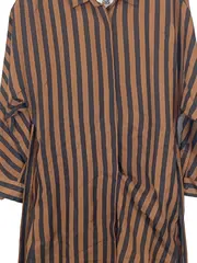 Vorschaubild 2 von Hemdblusenkleid Damen Gr. 40 Braun Gestreift Elegant
