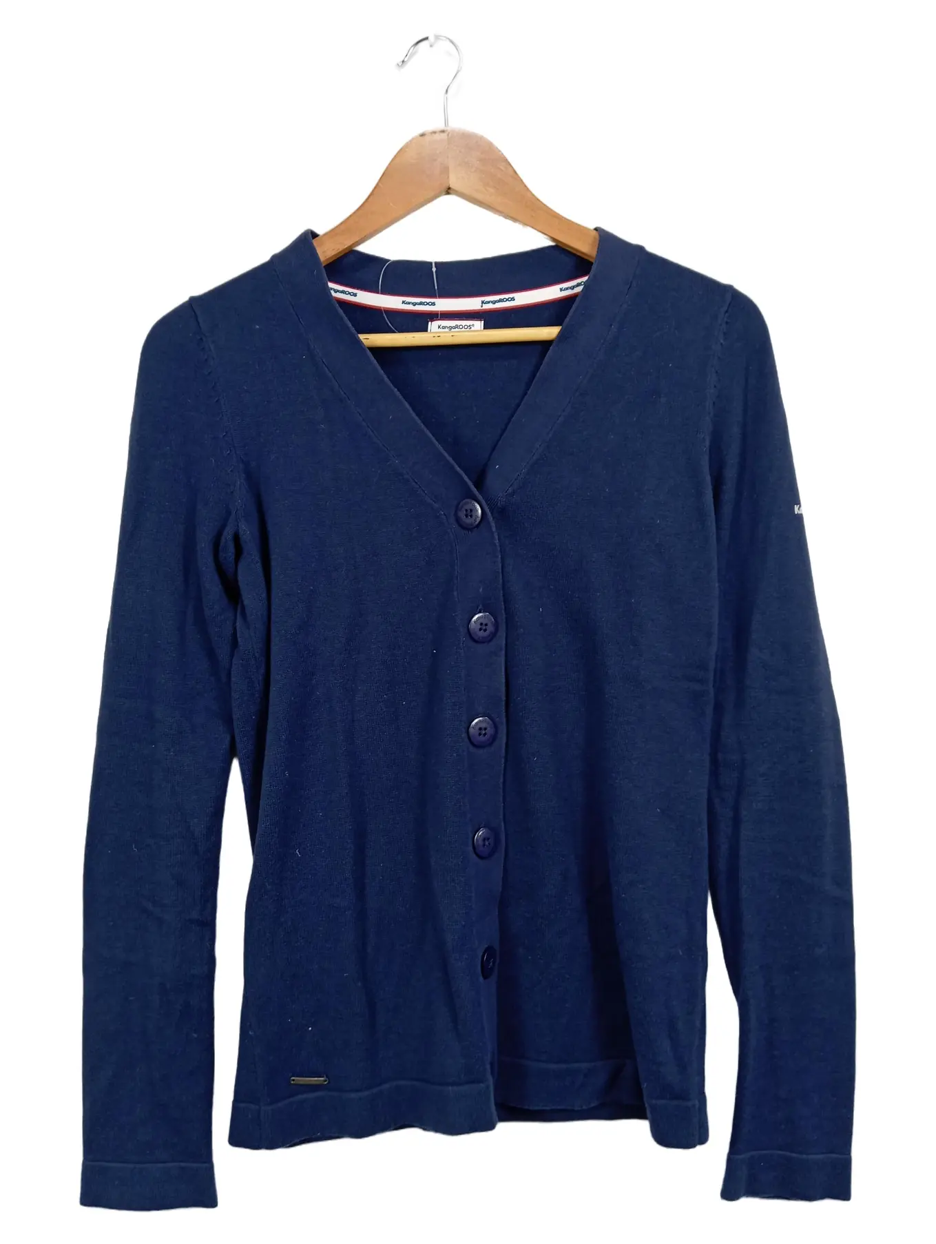 KANGAROOS Damen Strickjacke V-Ausschnitt Gr. 36 S Blau Basic Cardigan