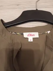 Vorschaubild 3 von Damen Bluse Tunika Gr. 40 Oliv Baumwolle 3/4-Arm V-Ausschnitt