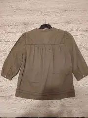 Vorschaubild 2 von Damen Bluse Tunika Gr. 40 Oliv Baumwolle 3/4-Arm V-Ausschnitt