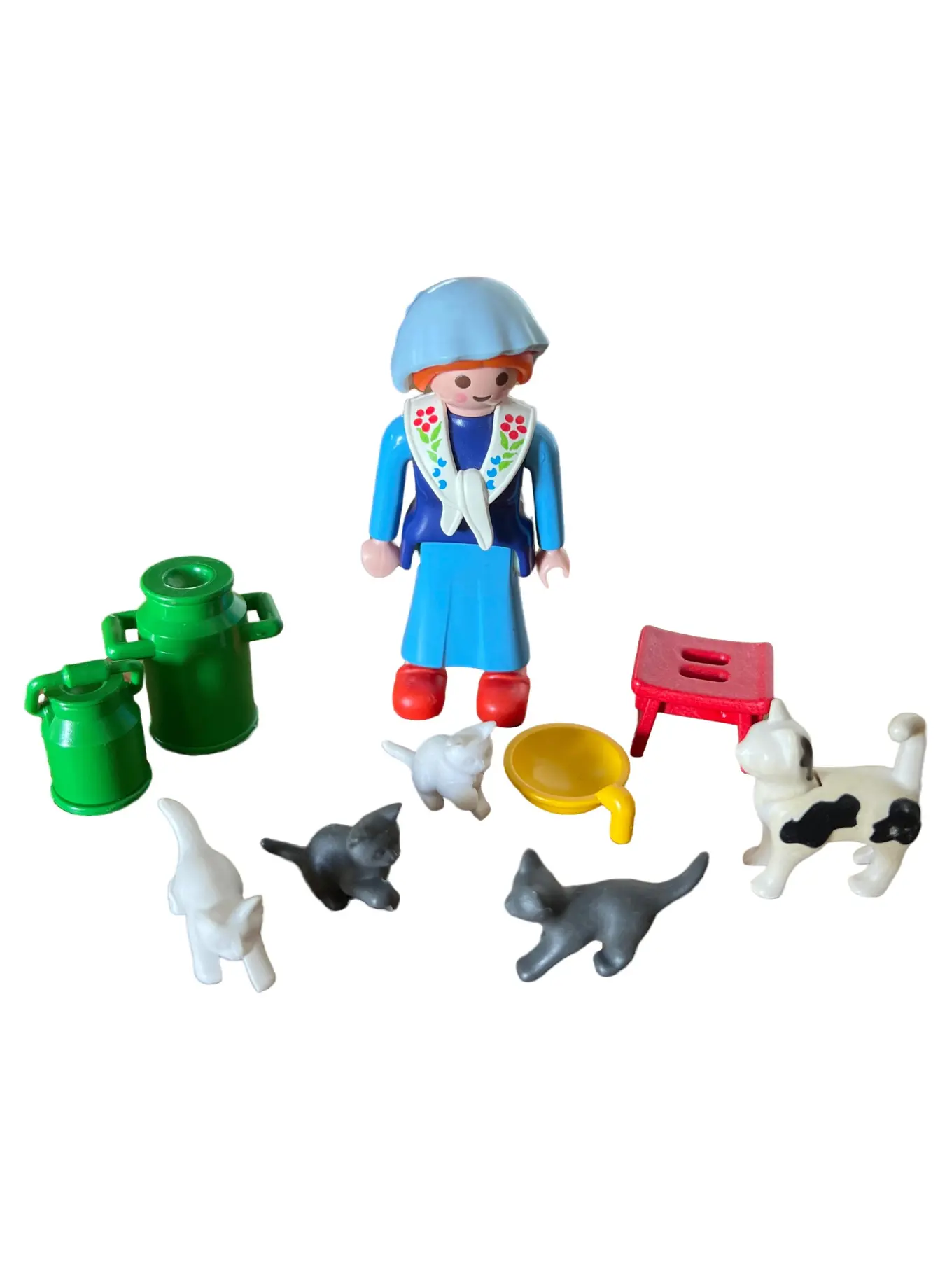 PLAYMOBIL Spielfiguren-Set Frau mit Katzen & Milchkannen Mehrfarbig Kinder