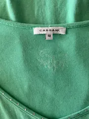 Vorschaubild 4 von Cassani Damen Top Gr. 48 Grün Casual Rippstrick Ärmellos