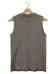 Vorschaubild 1 von Damen Top ärmellos Rollkragen Gr. S geometrisch Muster Beige