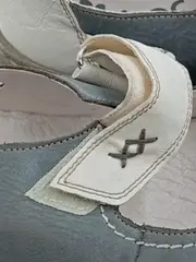 Vorschaubild 5 von Antistress Damen Sandalen Leder Blau Weiß Gr. 38 Klettverschluss