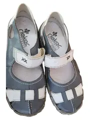 Vorschaubild 3 von Antistress Damen Sandalen Leder Blau Weiß Gr. 38 Klettverschluss