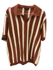 Vorschaubild 1 von Damen Poloshirt Gestreift Braun Gr. 40/L Casual Modern