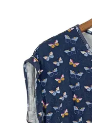 Vorschaubild 3 von Damen Bluse S Blau Schmetterlingsmuster Kurzarm Casual