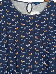 Vorschaubild 4 von Damen Bluse S Blau Schmetterlingsmuster Kurzarm Casual