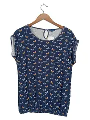 Vorschaubild 1 von Damen Bluse S Blau Schmetterlingsmuster Kurzarm Casual