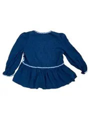 Vorschaubild 4 von Damen Bluse Gr. 38 Blau Weiß Blumen Stickerei Boho Tunika
