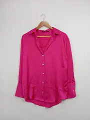 Vorschaubild 2 von Damen Bluse Langarm Pink Gr. S Modern Elegant Business