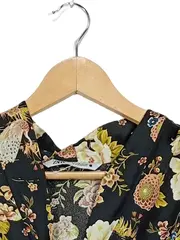 Vorschaubild 6 von Damen Bluse XS Blumenmuster Wickeloptik Langarm Schwarz Floral